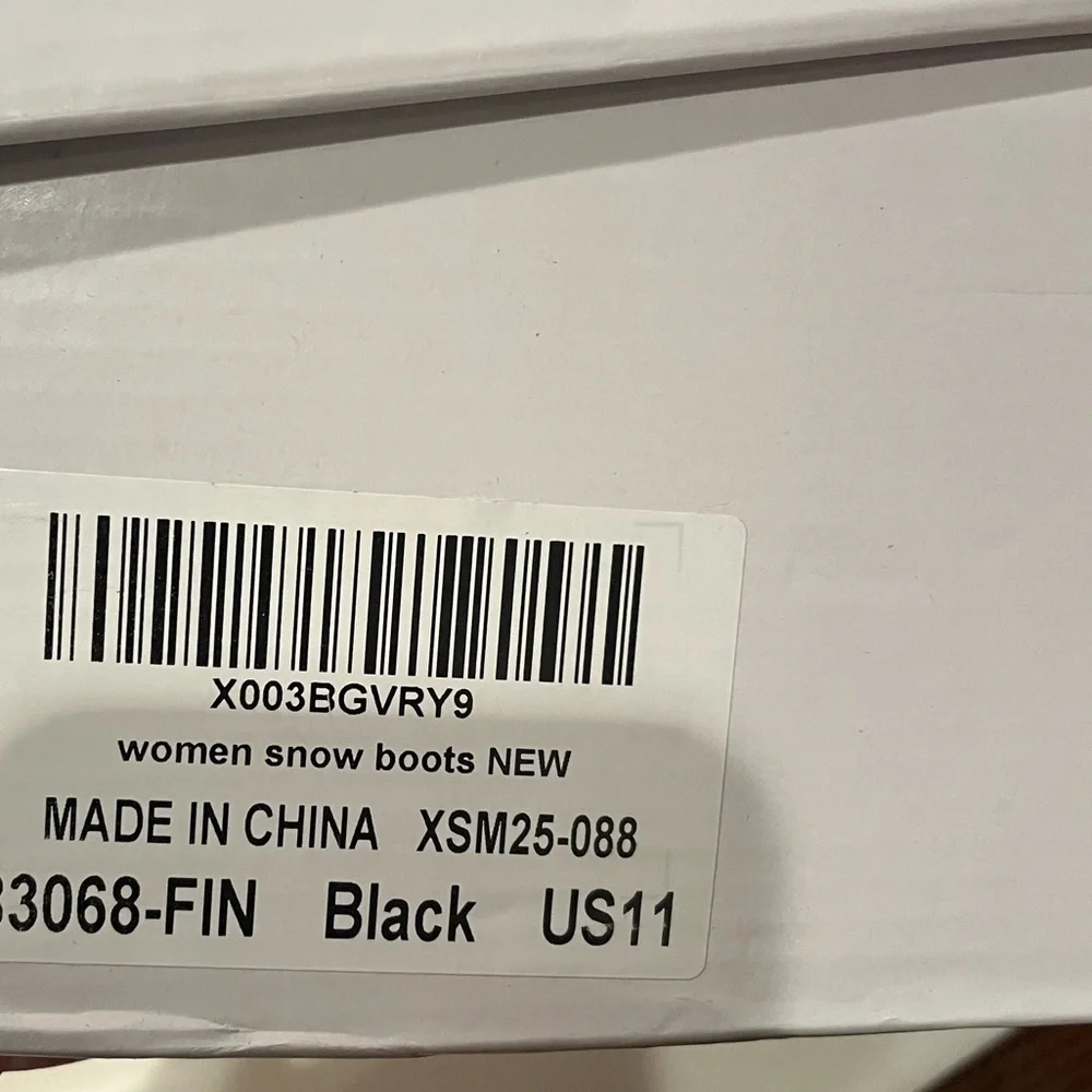 NIB FINIWOR Black Waterproof Faux Fur Lined Snow Boots Mid-Calf Size 11